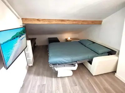 Télévision ou salle de divertissement dans l'établissement Bagneux Paris Confort Netflix RER B