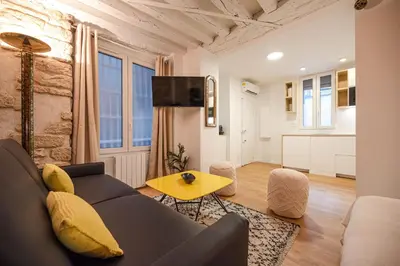 Télévision ou salle de divertissement dans l'établissement Cosy home in Paris Center - With AC
