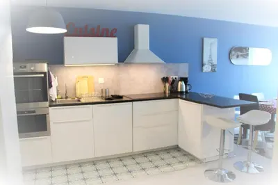 Cuisine ou kitchenette dans l'établissement Logement familial tout équipé (1 station de Paris)