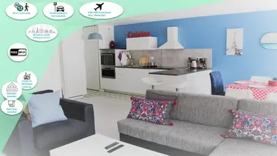 Cuisine ou kitchenette dans l'établissement Logement familial tout équipé (1 station de Paris)