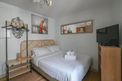 Un ou plusieurs lits dans un hébergement de l'établissement French typical apartment (opéra 5D)