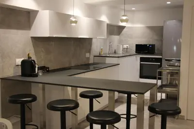 Cuisine ou kitchenette dans l'établissement LE PATIO D'ALÉSIA