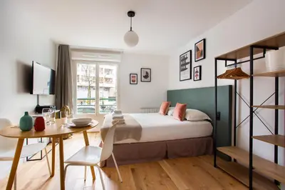 Un ou plusieurs lits dans un hébergement de l'établissement Amazing studio 2P - Buttes Chaumont
