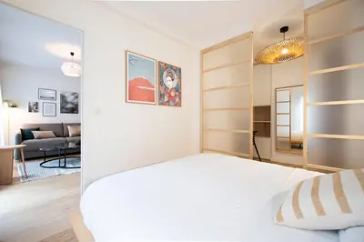 Un ou plusieurs lits dans un hébergement de l'établissement GuestReady - Apt near Parc de la Villette