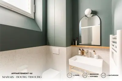 Salle de bains dans l'établissement Beauquartier - Marais Bourg Tibourg