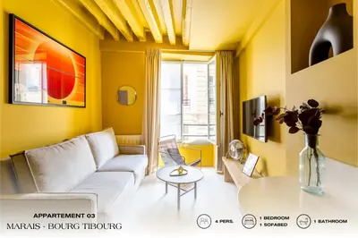 Coin salon dans l'établissement Beauquartier - Marais Bourg Tibourg