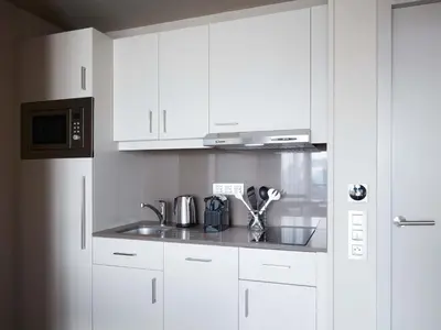 Cuisine ou kitchenette dans l'établissement Aparthotel Adagio Paris Suresnes Longchamp
