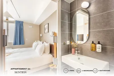 Salle de bains dans l'établissement Beauquartier - Sentier