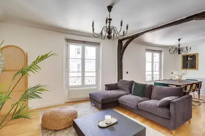 Coin salon dans l'établissement Beautiful apartment for 8 people