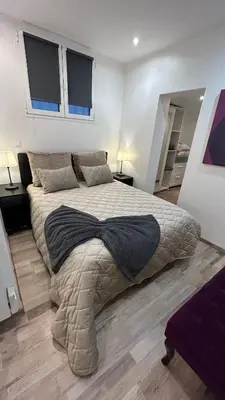 Un ou plusieurs lits dans un hébergement de l'établissement Bel appartement au cœur de paris