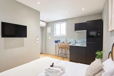 Cuisine ou kitchenette dans l'établissement Residence centre de Paris by Studio prestige