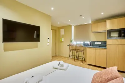 Cuisine ou kitchenette dans l'établissement Residence centre de Paris by Studio prestige