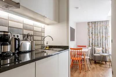 Cuisine ou kitchenette dans l'établissement CADET Residence