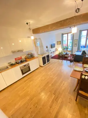 Cuisine ou kitchenette dans l'établissement Beautiful flat in Paris Montorgueil, free parking