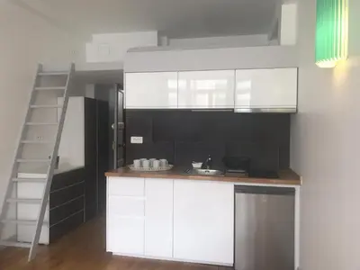 Cuisine ou kitchenette dans l'établissement Bel appartement avec Mezzanine pour 4 Personnes au Centre de Paris