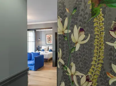 Coin salon dans l'établissement The Blue King Suite