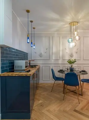 Cuisine ou kitchenette dans l'établissement The Blue Pearl