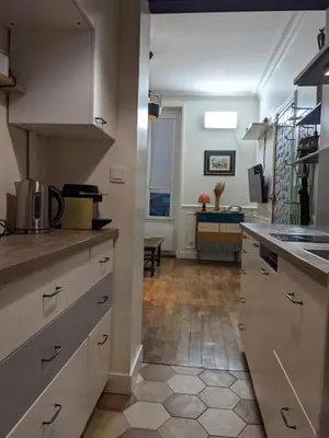 Cuisine ou kitchenette dans l'établissement Private acces to the all flat. Charming Parisian.