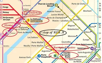 Plan de l'établissement 5 min (450 meter) walk Tram T2: Puteaux/La Défense