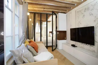 Télévision ou salle de divertissement dans l'établissement Apartment Le Marais by Studio prestige