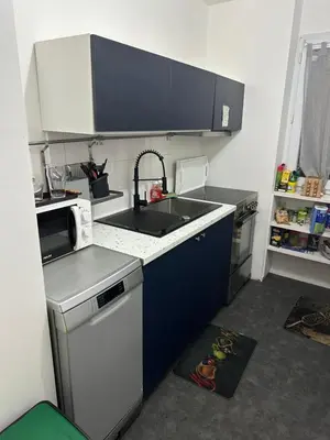 Cuisine ou kitchenette dans l'établissement Appt entier MONPARNASSE avec TERRASSE et PARKING