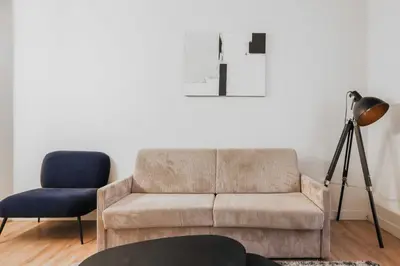 Coin salon dans l'établissement Modern Apartment 1BR- 4P Le Marais Quarter