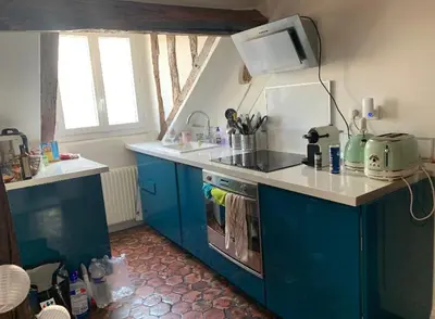 Cuisine ou kitchenette dans l'établissement Cosy appartement quartier Latin Rue Mouffetard
