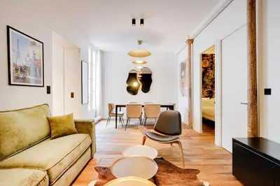 Coin salon dans l'établissement Pick A Flat's Apartment in Montorgueil - Rue Saint Joseph
