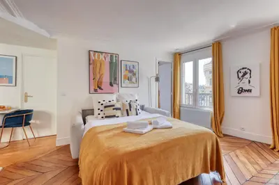 Un ou plusieurs lits dans un hébergement de l'établissement The Perfect 1bd Flat - Heart of Paris Les Halles