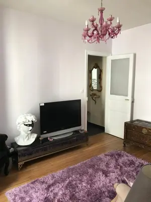 Télévision ou salle de divertissement dans l'établissement Superbe appartement proche de la butte Montmartre