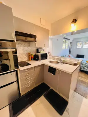 Cuisine ou kitchenette dans l'établissement Superbe studio avec entrée et jardin privés à moins de 15 minutes de Paris