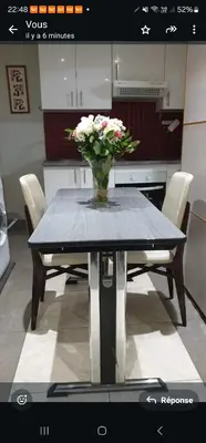 Cuisine ou kitchenette dans l'établissement Jolie appartement avec 2 chambres partagées