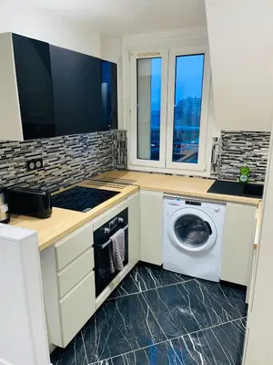 Cuisine ou kitchenette dans l'établissement APPARTEMENT AVEC VUE SUR LA TOUR EIIFEL