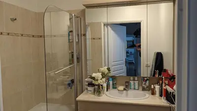 Salle de bains dans l'établissement Appartement lumineux Seine, île St-Germain, proche Porte de Versailles et la Défense