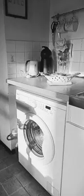 Cuisine ou kitchenette dans l'établissement Bright & Calm Grand Studio -La Villette Paris- Near Metro