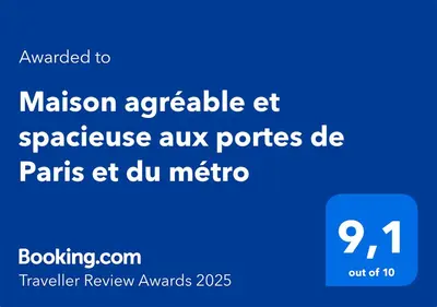 Certificat, récompense, panneau ou autre document affiché dans l'établissement Maison agréable et spacieuse aux portes de Paris et du métro