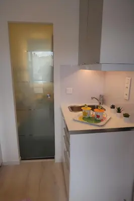Cuisine ou kitchenette dans l'établissement Paris 17ème - STUDIO compact 10m2 -110 sqf - coeur BATIGNOLLES - ideal SOLO traveler