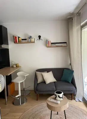 Coin salon dans l'établissement Agréable et moderne studio à Neuilly avec jardin