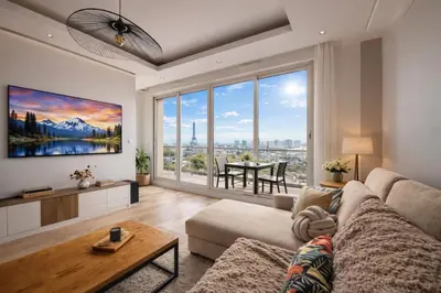 Coin salon dans l'établissement Luxury Flat - Eiffel Tower View & Terrace - Air Conditioning