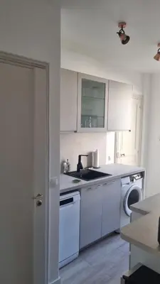 Cuisine ou kitchenette dans l'établissement Appartement luxueux dans maison bourgeoise parisienne