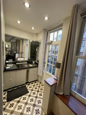 Cuisine ou kitchenette dans l'établissement Élégant studio avec mezzanine porte des Ternes