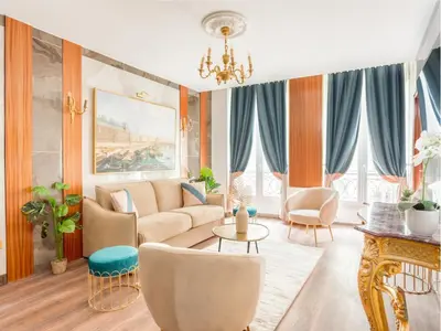 Coin salon dans l'établissement Merveil -Luxury Serviced Apartment-Saint Martin II
