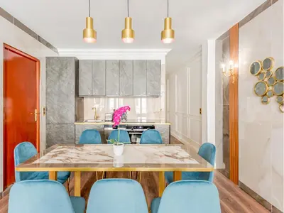 Coin salon dans l'établissement Merveil -Luxury Serviced Apartment-Saint Martin II