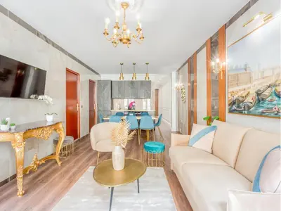 Coin salon dans l'établissement Merveil -Luxury Serviced Apartment-Saint Martin II