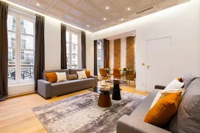 Coin salon dans l'établissement Sumptuous apartment - 1BR-6P - Bourse