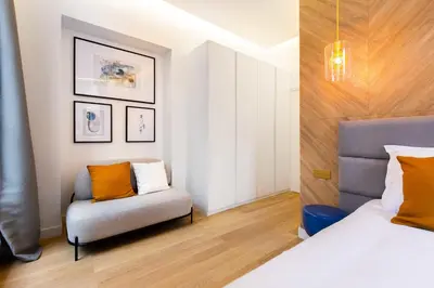 Un ou plusieurs lits dans un hébergement de l'établissement Sumptuous apartment - 1BR-6P - Bourse