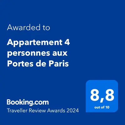 Certificat, récompense, panneau ou autre document affiché dans l'établissement Appartement 4 personnes aux Portes de Paris