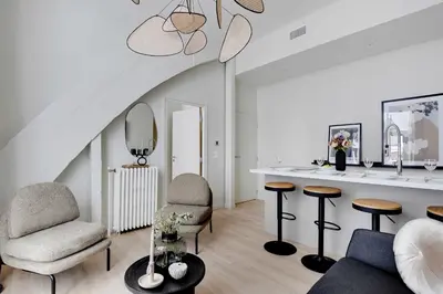 Coin salon dans l'établissement Modern Apartment - 2BR-6P - Eiffel Tower