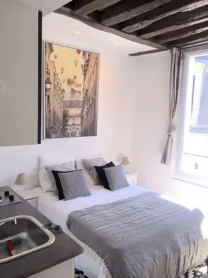 Un ou plusieurs lits dans un hébergement de l'établissement So cute typical french apartment (46)