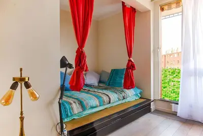 Un ou plusieurs lits dans un hébergement de l'établissement Studio with Balcony